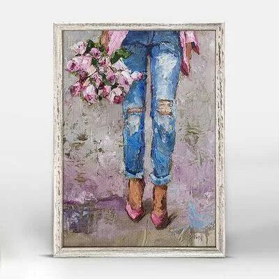 &Figurative - Fancy Floral& Framed Acrylic Painting Print House of Hampton